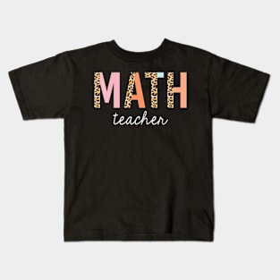 Leopard Math Teacher Cute Back To School Supplies Women Kids T-Shirt